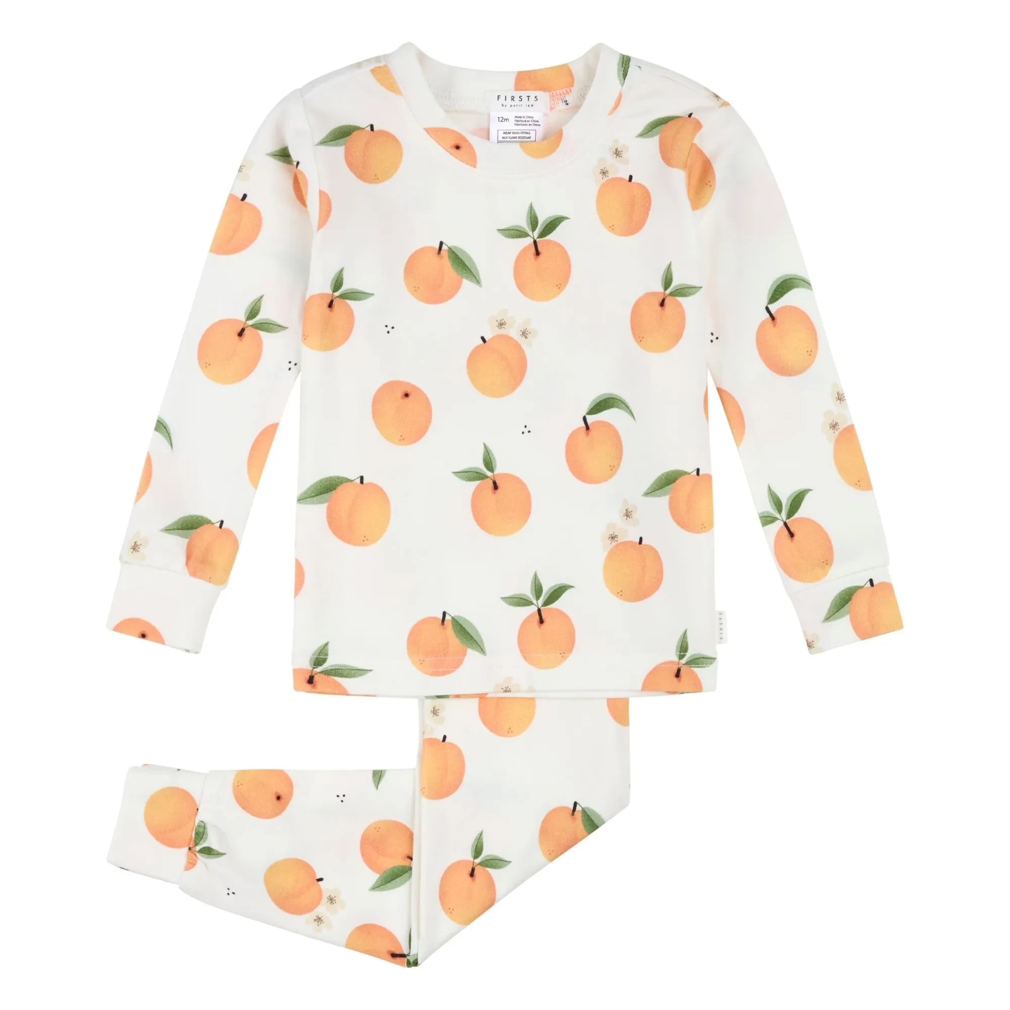 Petit Lem - Langarm-Pyjama Peaches Bio-Baumwolle und Modal | Weiß