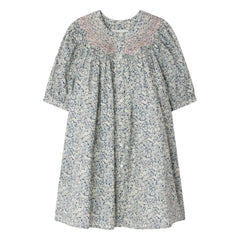 Bonpoint - Ladwiga Fleurie Bio-Baumwoll-Rüschenkleid | Preußischblau