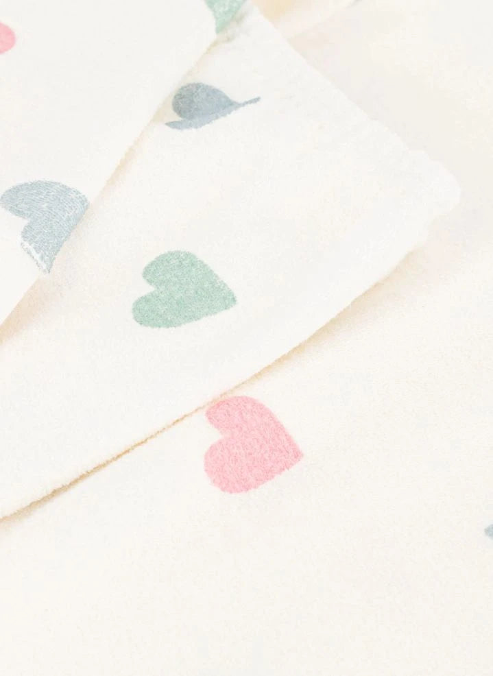 Petit Bateau - Herz-Pyjama aus Frottee-Modal | Ecru