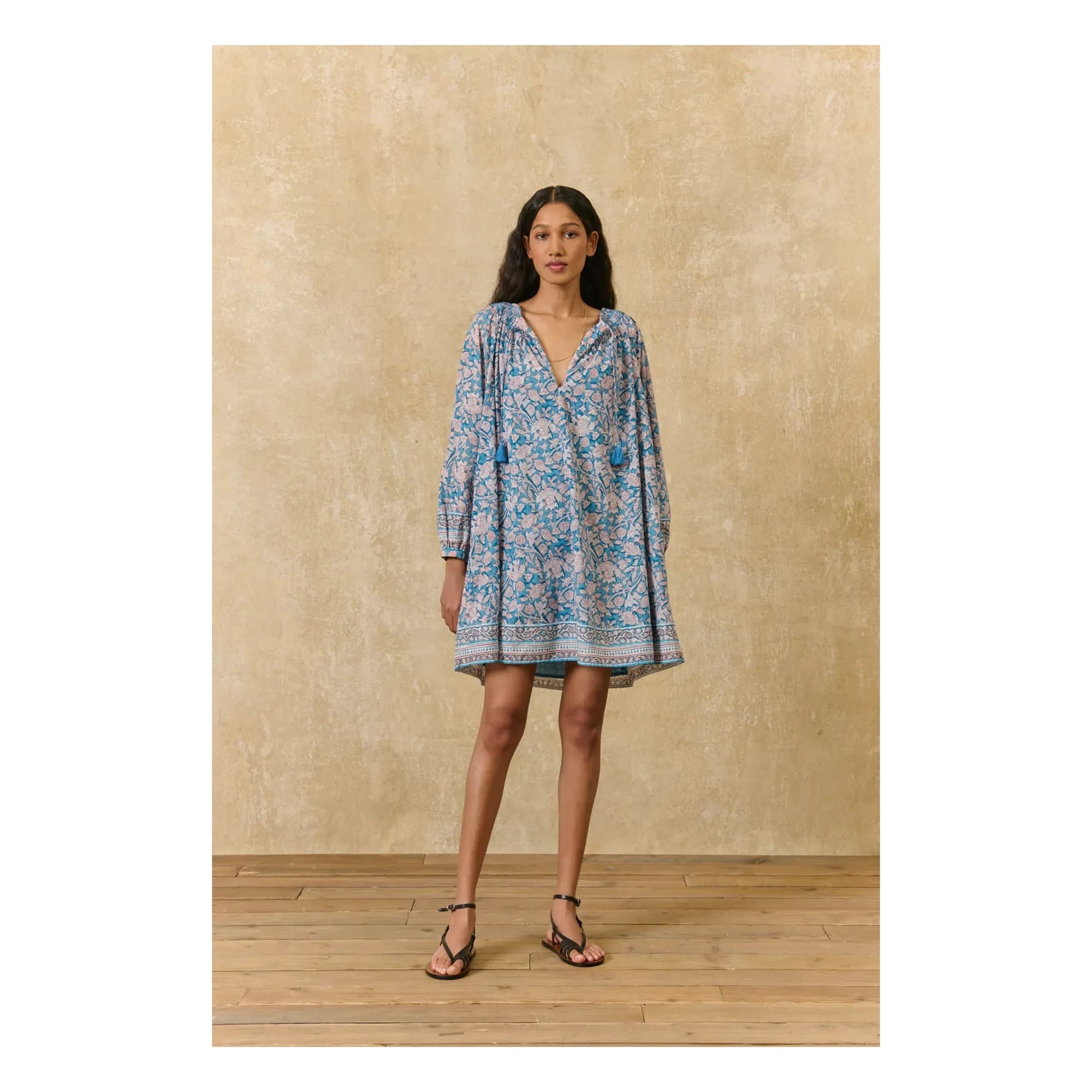 Louise Misha - Janice Kleid aus Bio-Baumwolle | Blau