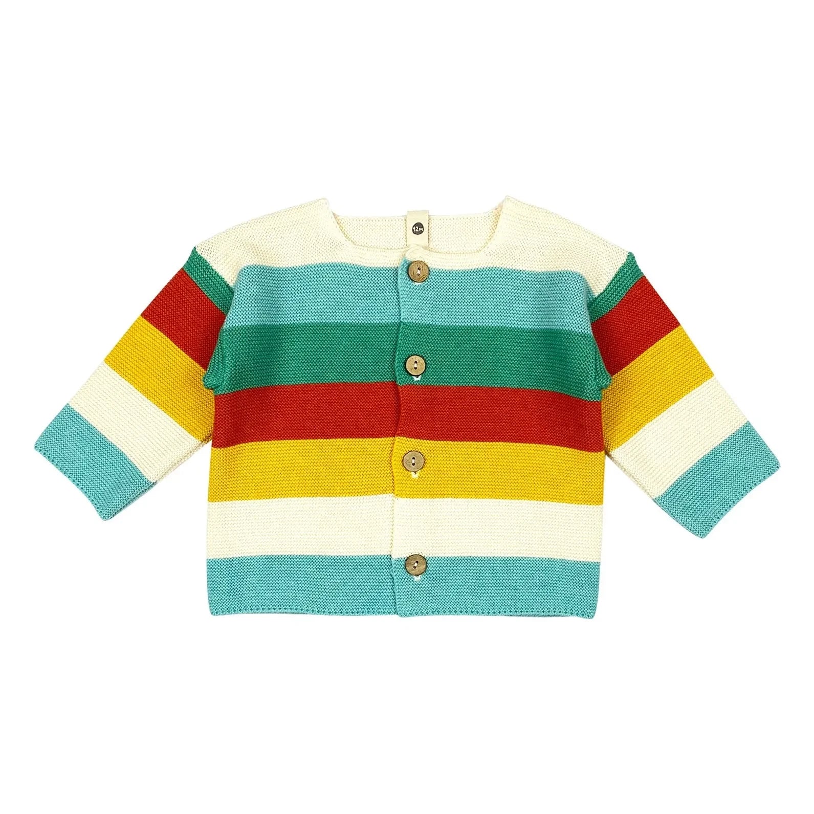 Bayiri – Regenbogen-Strickjacke aus Bio-Baumwolle | Türkis