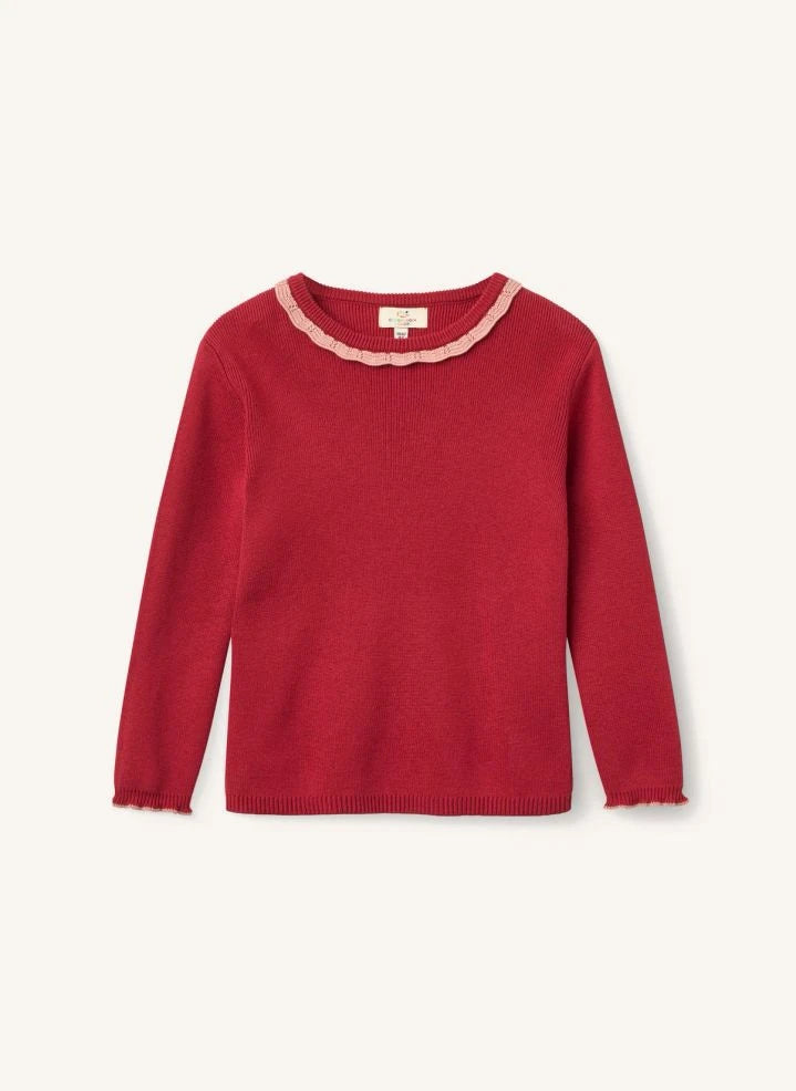 Copenhagen Colors - Organische Baumwoll-Kordelzugkragenpullover | Rot