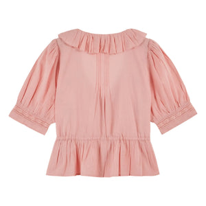 Emile et Ida – Rüschenbluse aus bestickter Baumwolle | Rosa