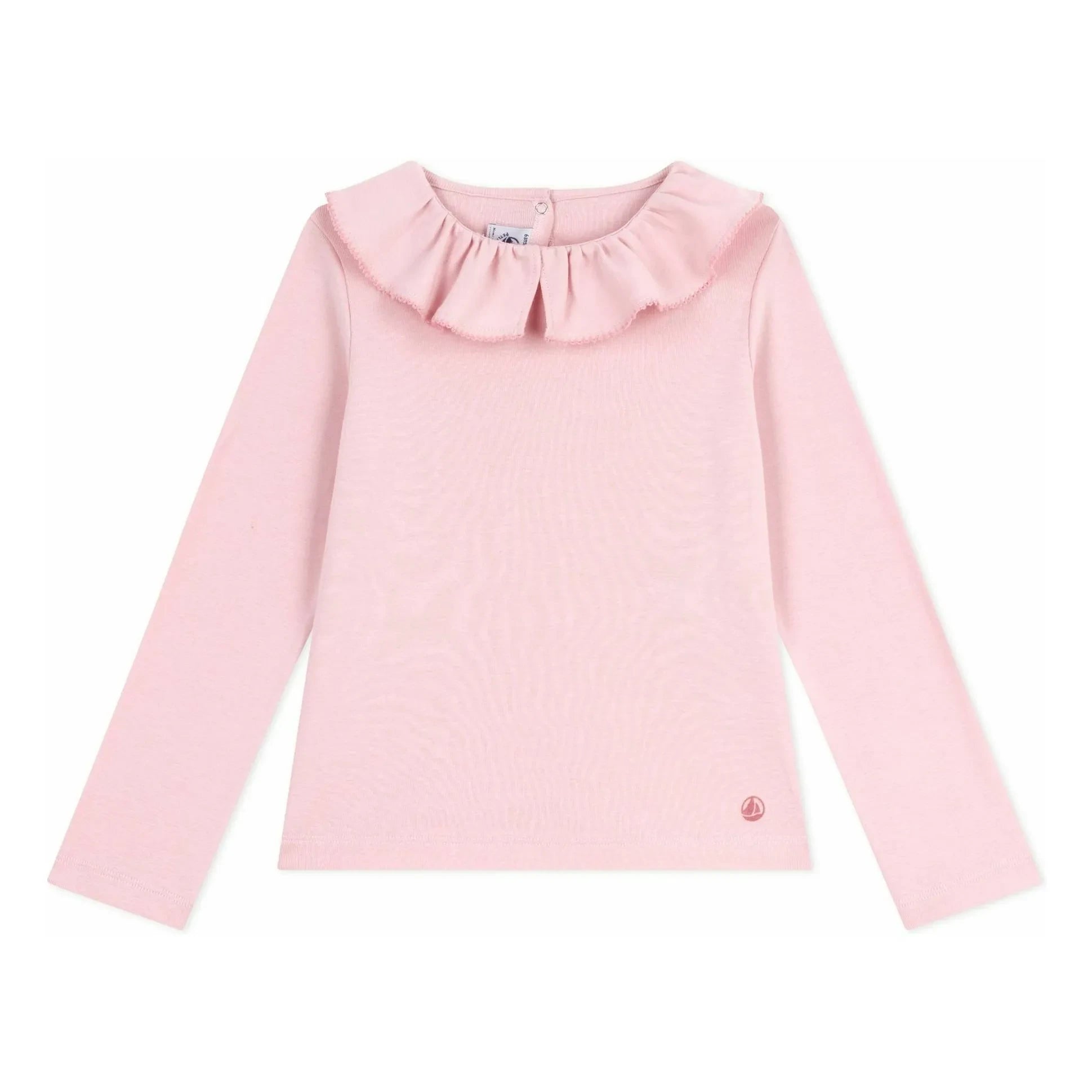 Petit Bateau - T-Shirt aus Bio-Baumwolle mit Rüschenkragen | Rosa