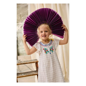 Louise Misha - Besticktes Kleid Edith Carreaux Bio-Baumwolle | Creme