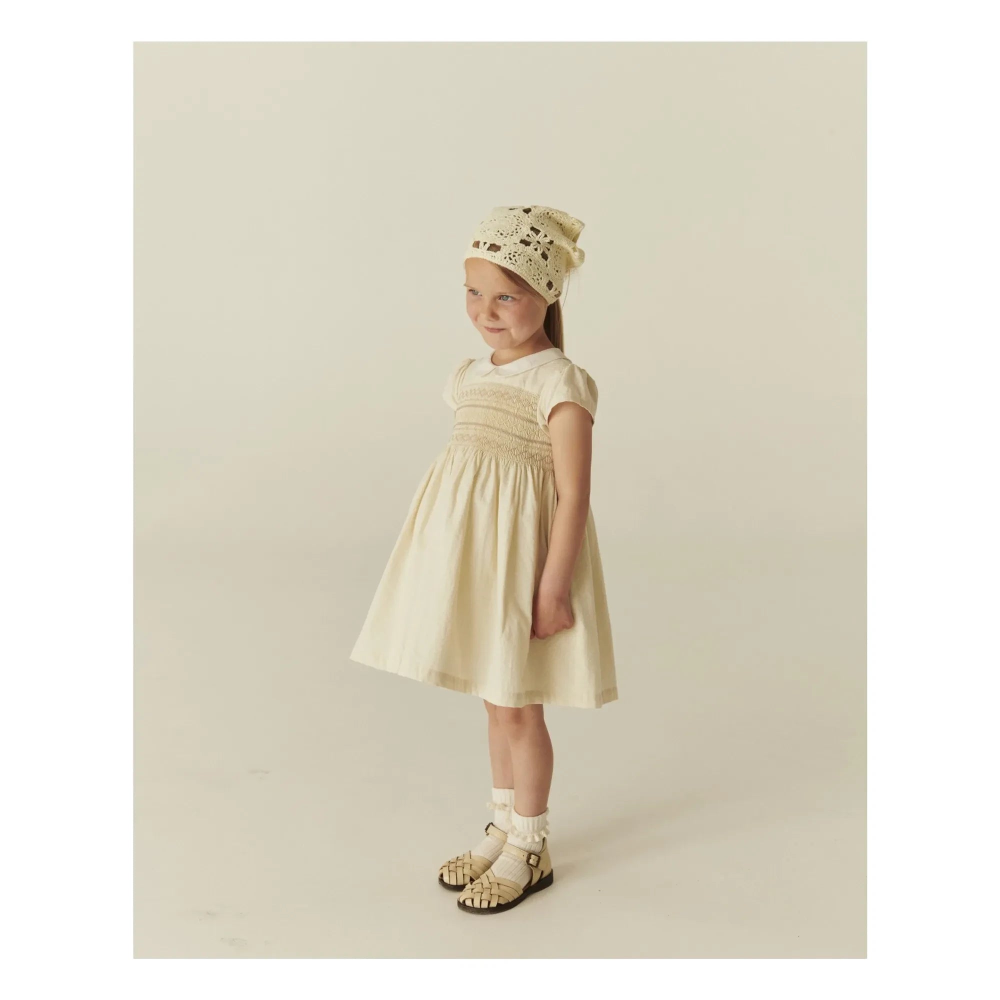 Copenhagen Colors - Kleid mit gerafftem Kragen Bio-Baumwolle | Creme