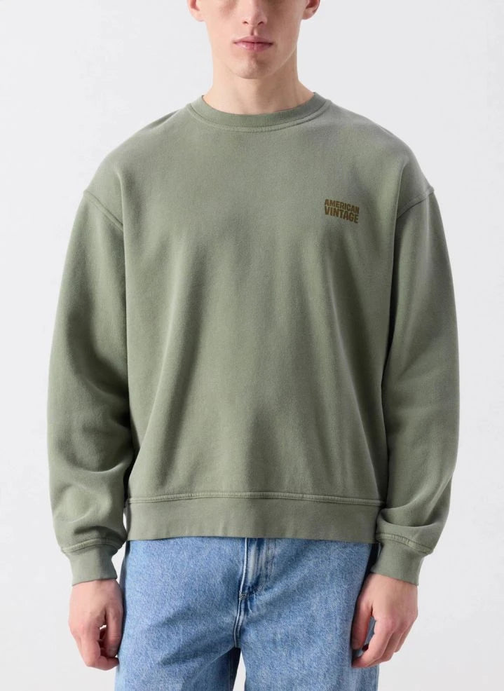 American Vintage - Plizzy Rundhals-Sweatshirt | Khaki