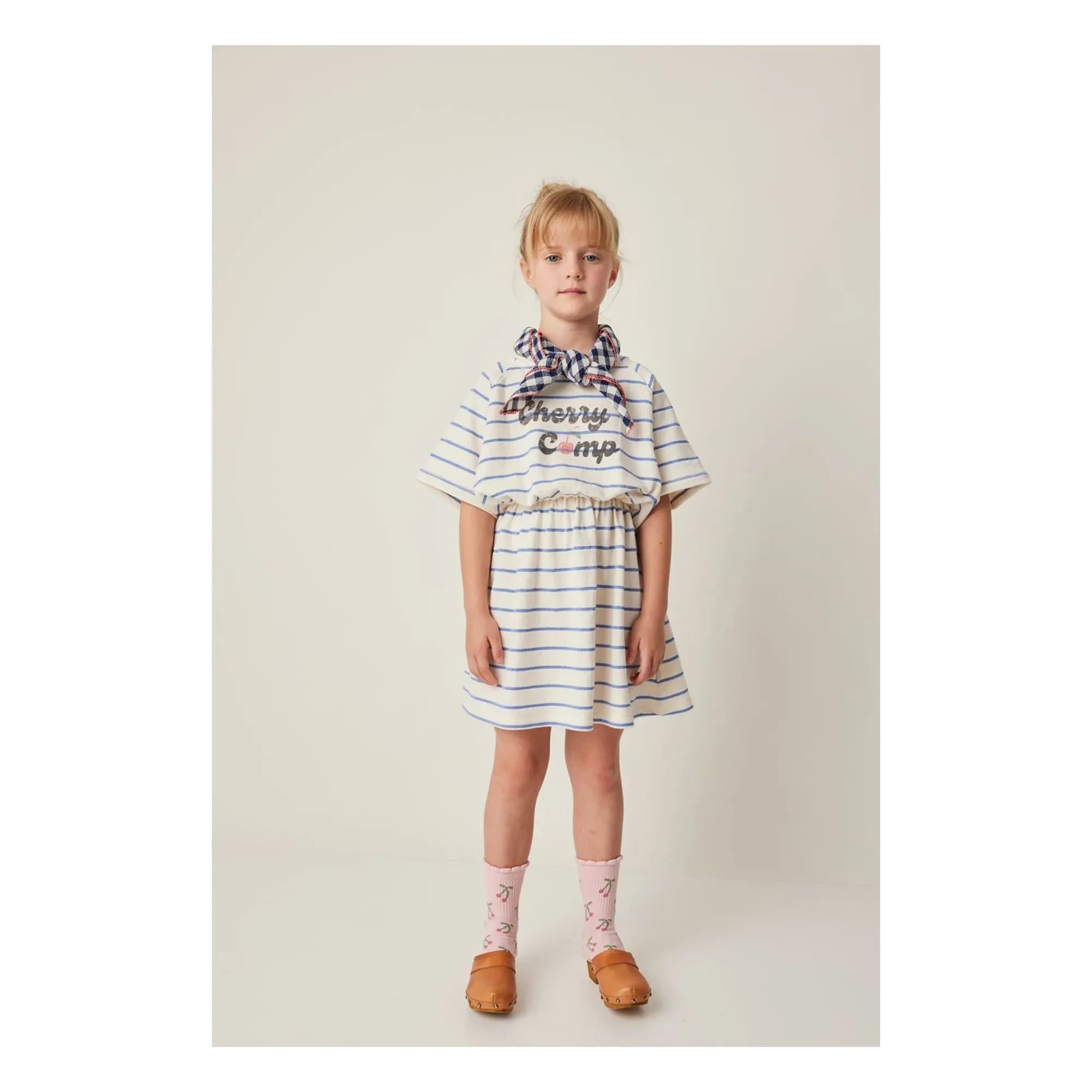 Tocoto Vintage - Frottee Gestreiftes Kleid | Ecru