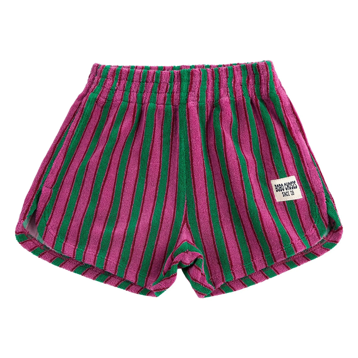 Bobo Choses - Gestreifte Frottee-Shorts | Grün
