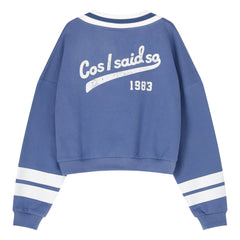 Cos I Said So - Gestreiftes Sweatshirt mit V-Ausschnitt aus Bio-Baumwolle | Blau