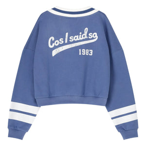 Cos I Said So - Gestreiftes Sweatshirt mit V-Ausschnitt aus Bio-Baumwolle | Blau