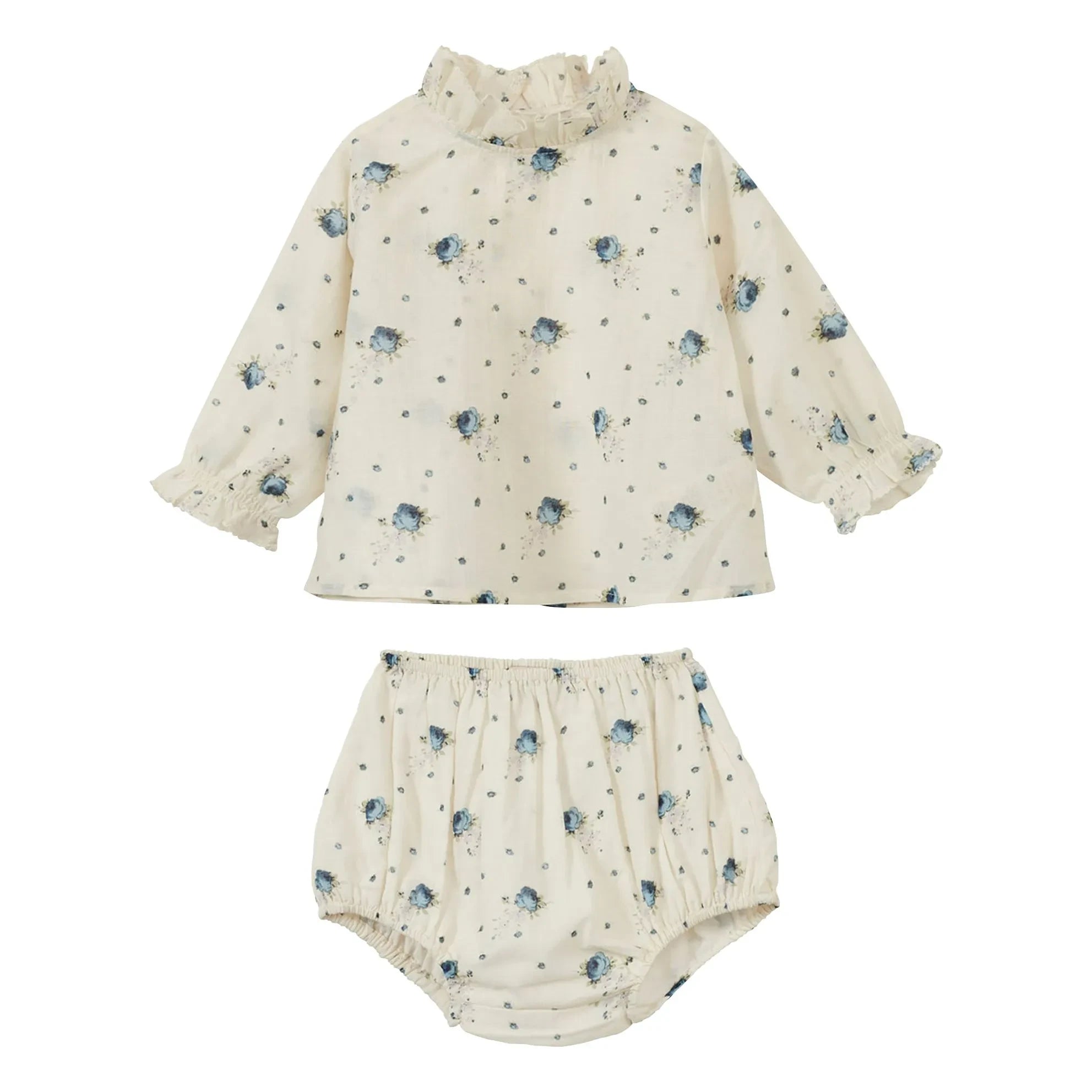Caramel - Blusen- und Shortset Sana Fleurs | Ecru