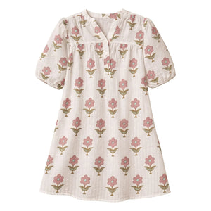 Lililotte - Romy Flowers Blumenmuster Knitter-Kleid aus Bio-Baumwolle | Ecru
