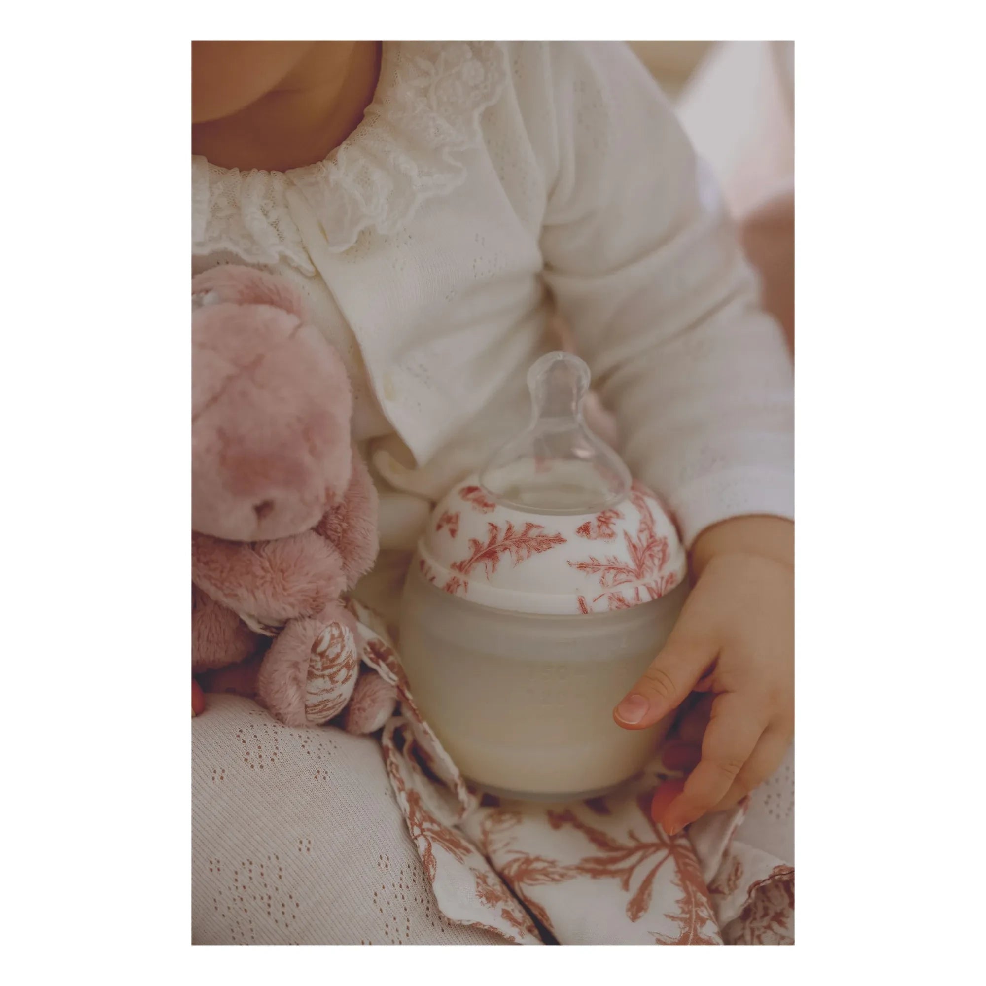 Elhée - Toile de Jouy Babyflaschen und physiologische Sauger aus medizinischem Silikon - Elhée x Tartine et Chocolat | Pfirsich