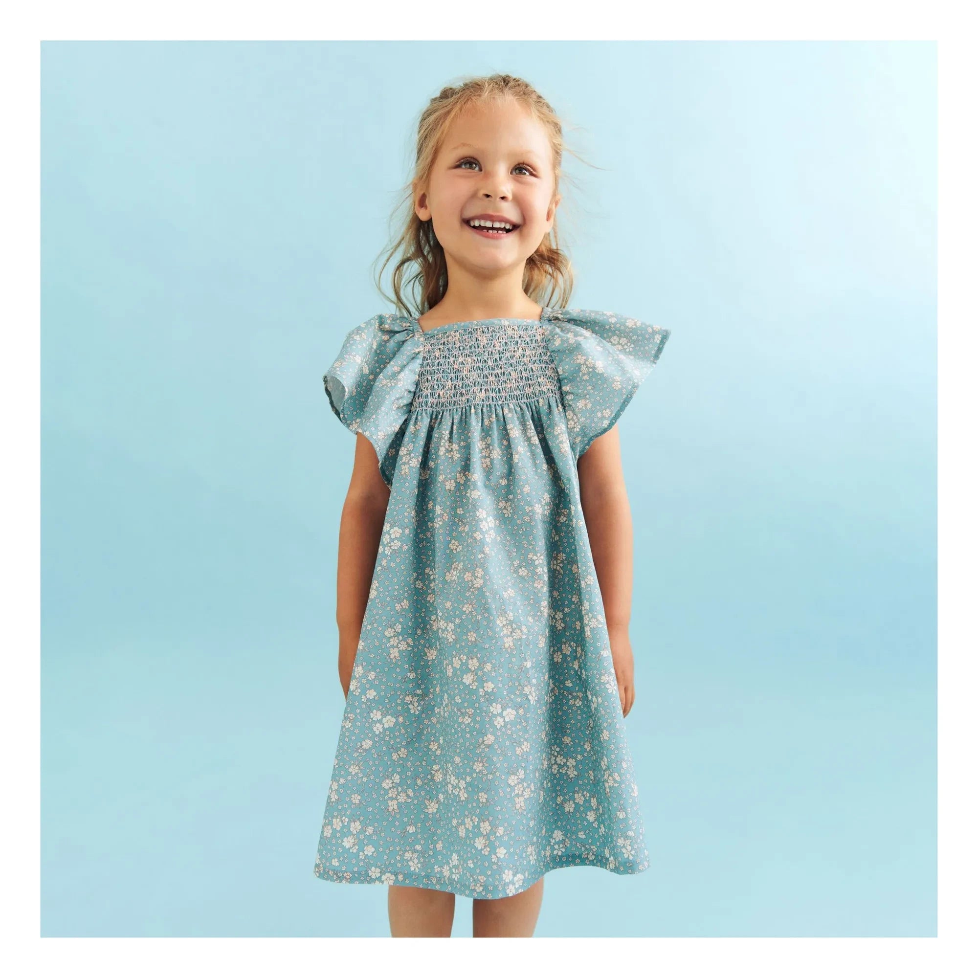 Wheat - Elva Fleurie Bio-Baumwollkleid | Hellblau