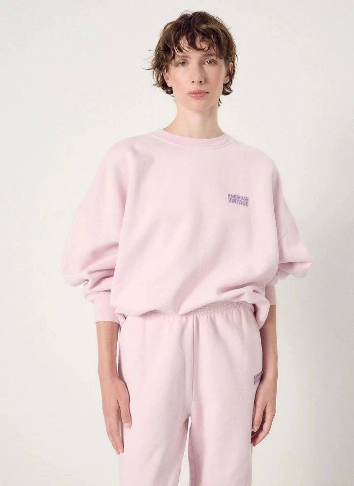 American Vintage - Plizzy Baumwoll Sweatshirt | Hellrosa