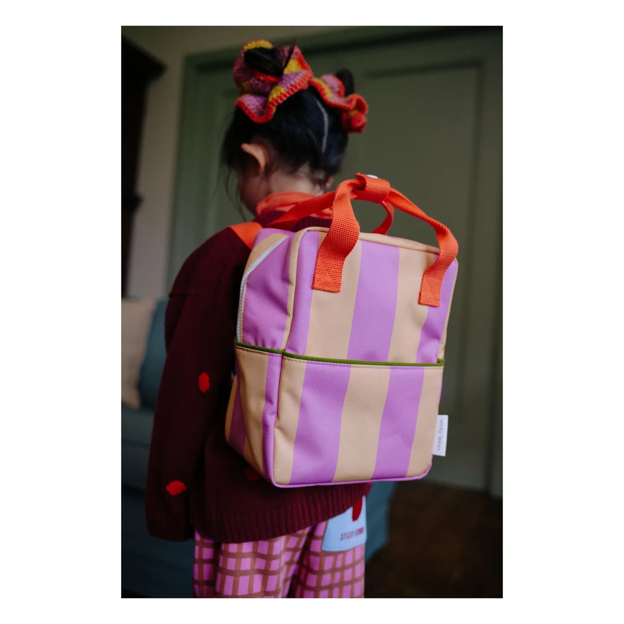 Sticky Lemon - Kleiner gestreifter Rucksack | Puderrosa