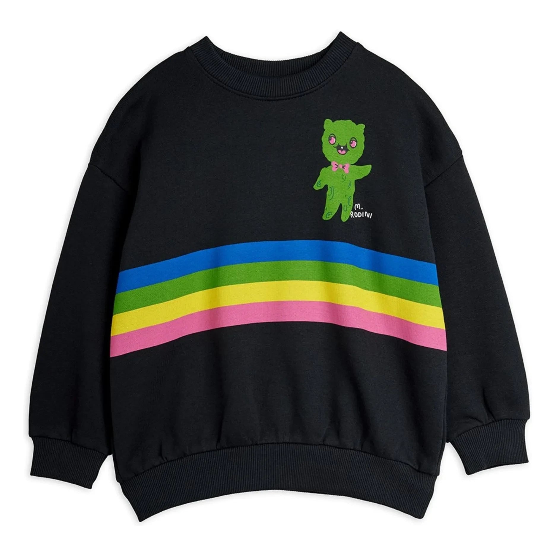 Mini Rodini - Bio-Baumwoll-Sweatshirt mit Alien-Streifen | Schwarz