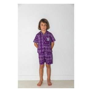 Club Trésor - Cassis Popeline Hemd und Shorts Set | Lila