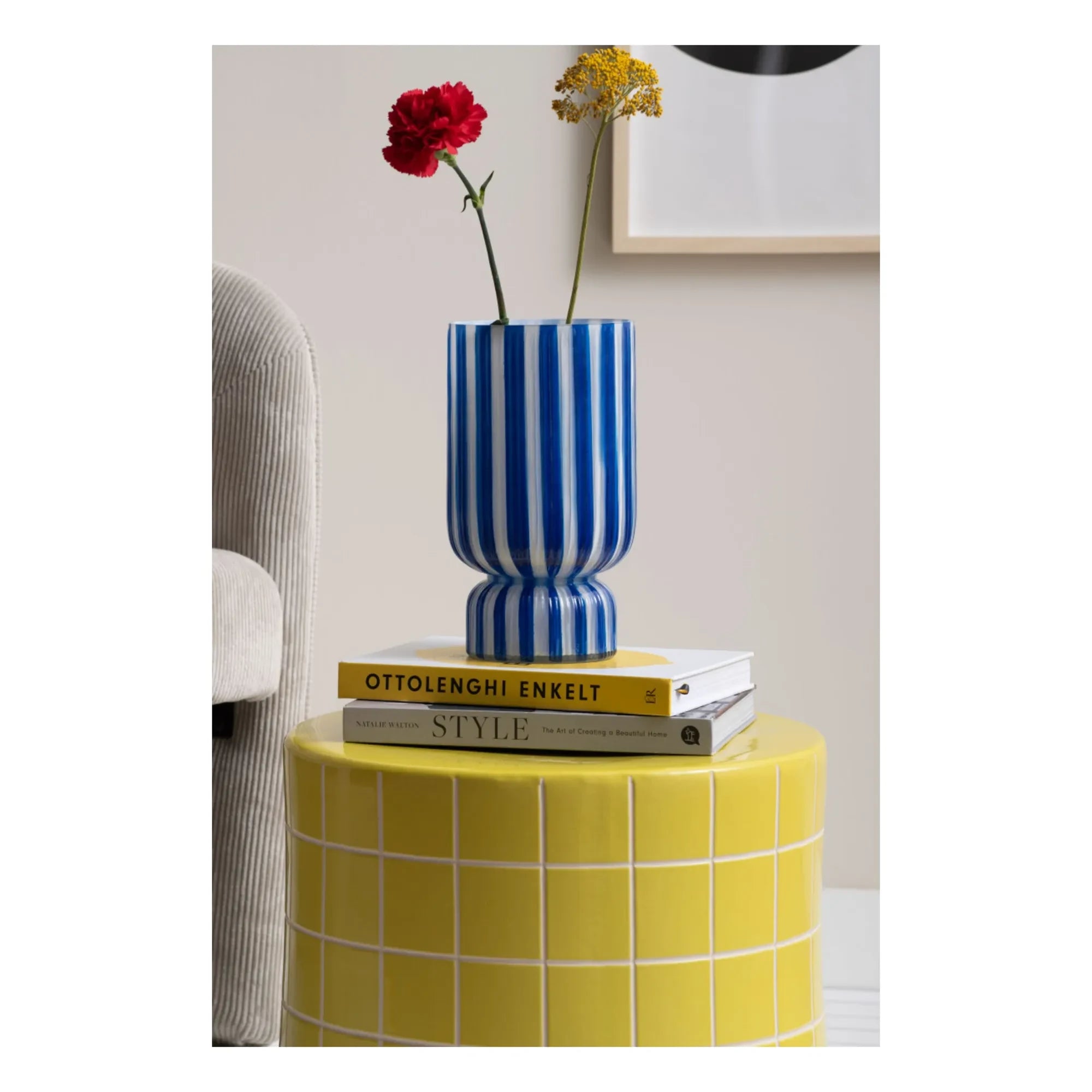 Present Time - Rayado Retro Vase | Kobalt