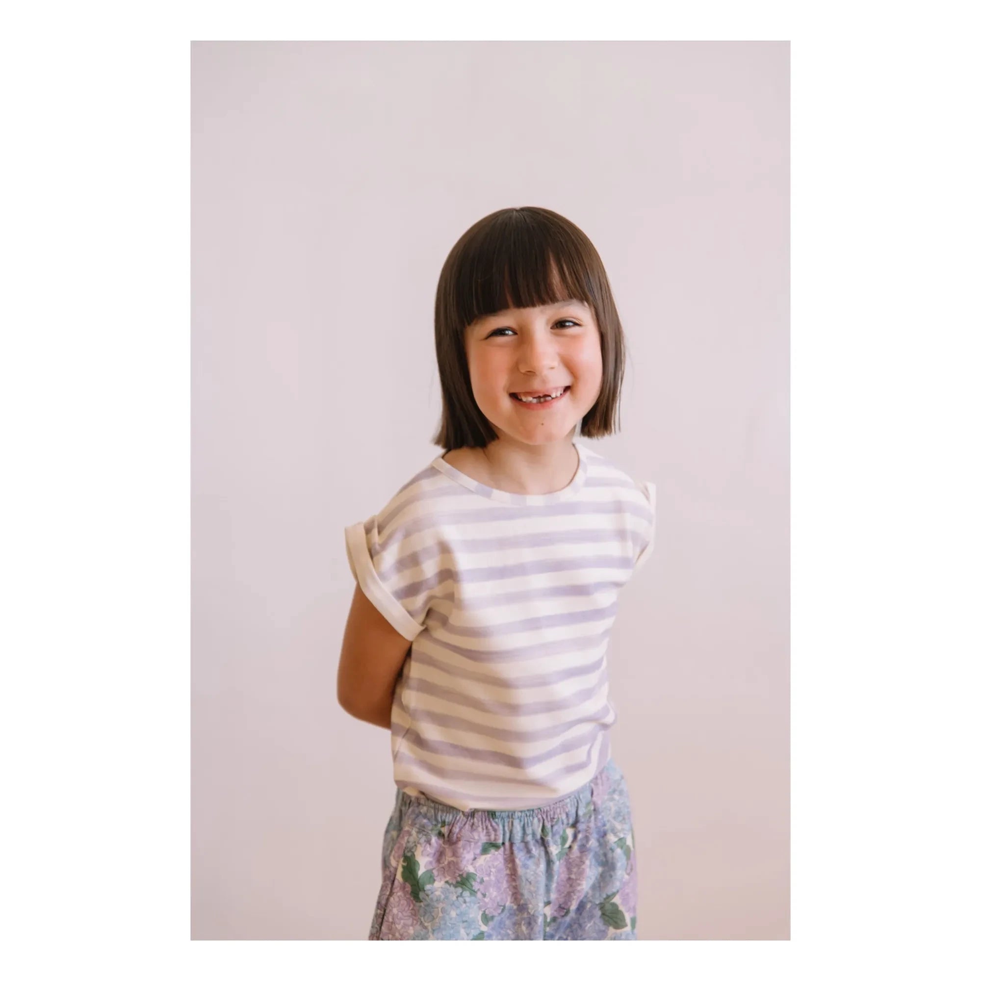 Studio Bohème - Gestreiftes T-Shirt aus Bio-Baumwolle Bama | Lavendel