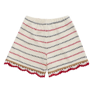 Maison Mangostan – Gestreifte Häkelshorts | Ecru