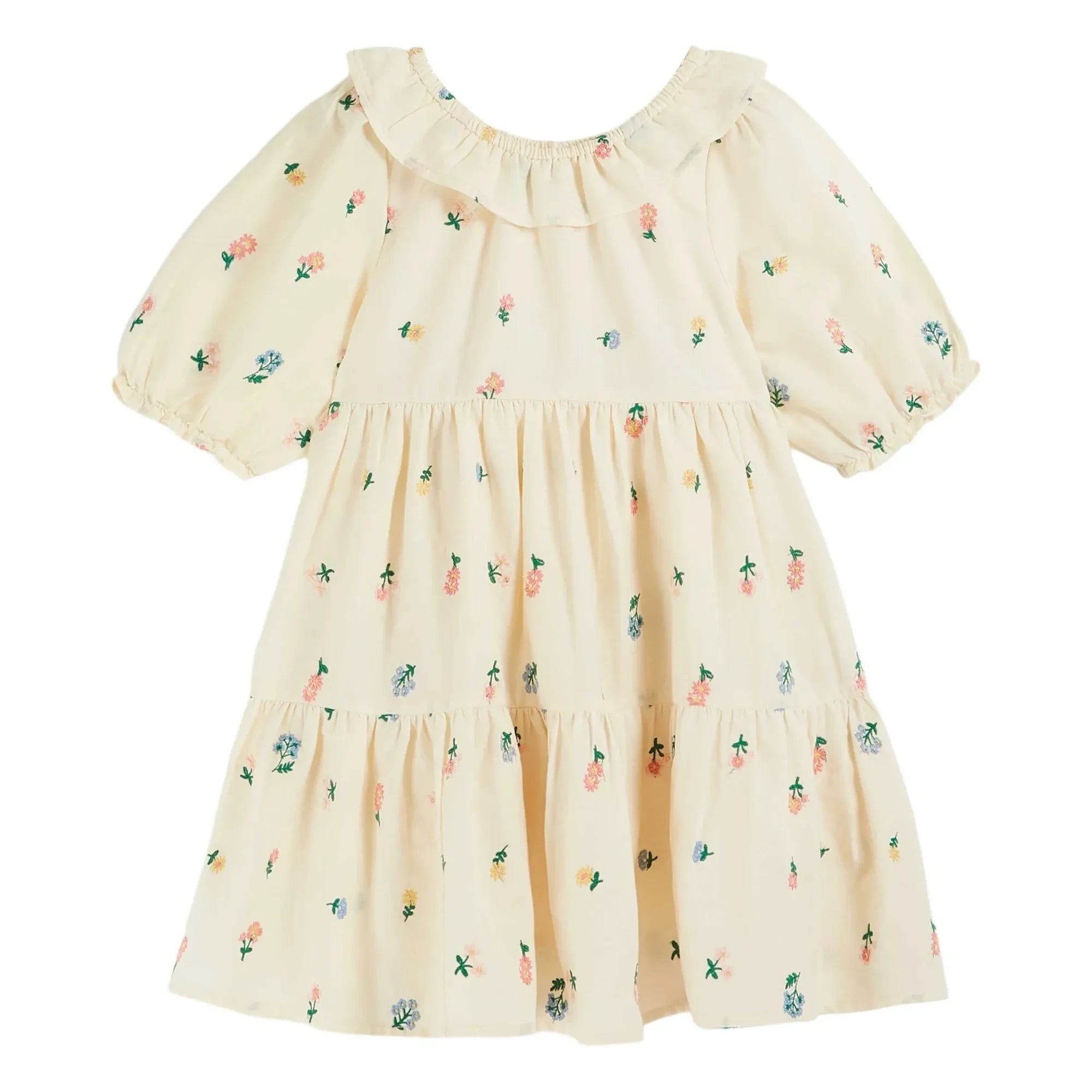 Emile et Ida - Kleid mit Blumenstickerei | Blassgelb