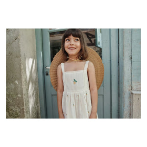 Emile et Ida - Kleid mit Zitronenstickerei | Creme