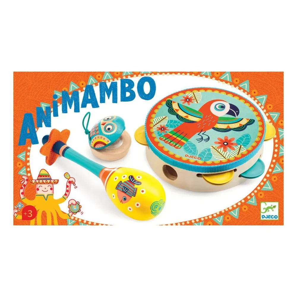 Djeco - Kastagnetten, Maracas und Tamburin Set