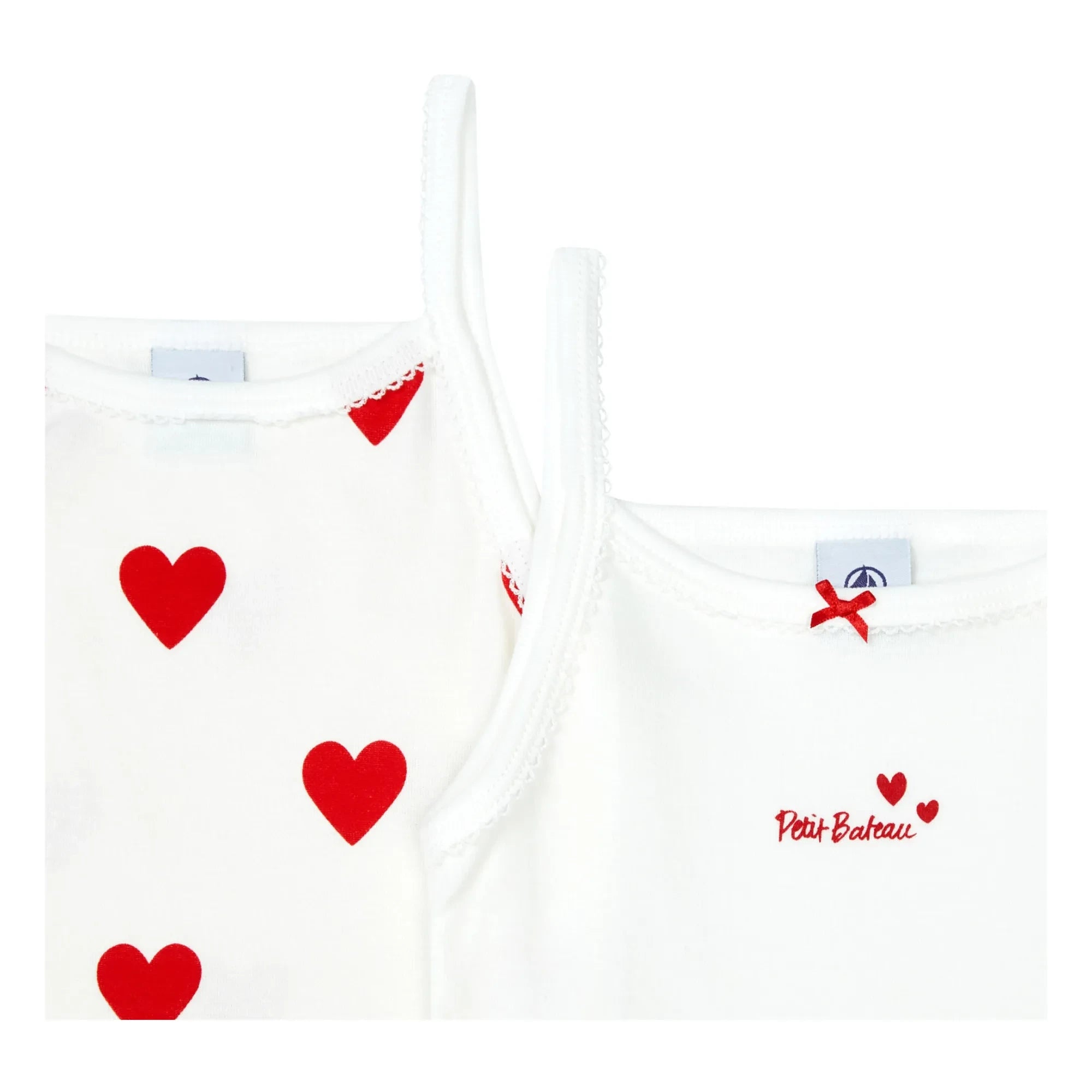Petit Bateau - 2er-Pack Herz-Unterhemden aus Bio-Baumwolle | Weiß