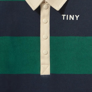 Tinycottons - Organik Pamuk Çizgili Polo Tulum | Yeşil