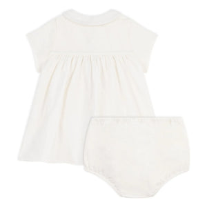 Petit Bateau - Leinen und Bio-Baumwolle Kleid und Bloomer Set | Weiß
