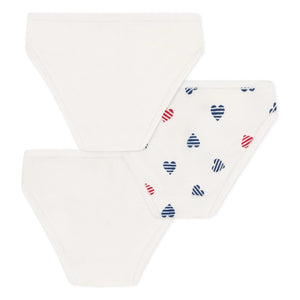 Petit Bateau - 3er-Pack gestreifter Slip mit Herz, Bio-Baumwolle | Ecru