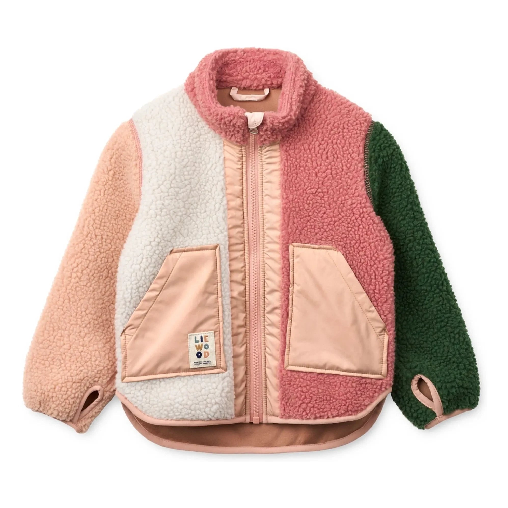 Liewood – Sherpa-Jacke Noam aus recycelten Fasern mit Farbblockdesign | Rosa