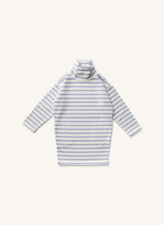 Soor Ploom - Gestreiftes Hochkragenkleid | Hellblau