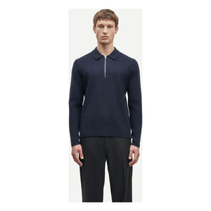 Samsoe Samsoe - Guna Langarm Halbzip Polo Shirt | Marineblau