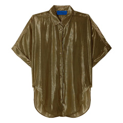 Mes Demoiselles - Offene Metallic-Bluse | Grau
