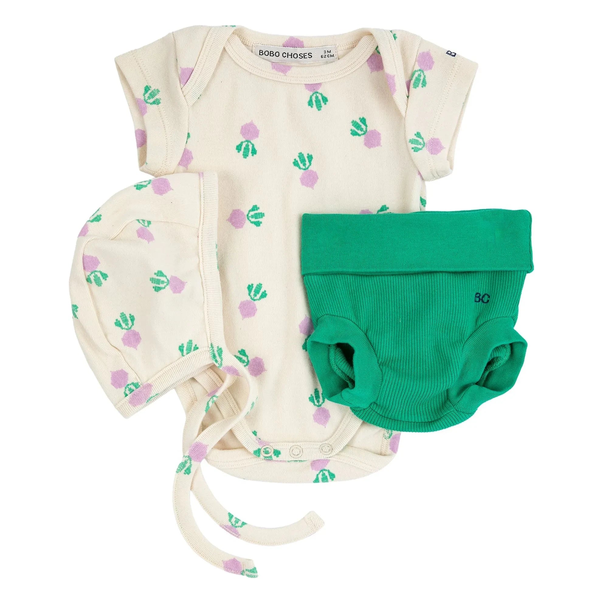 Bobo Choses - Bio-Baumwolle Beguiled Body und Beetroot Shorts Set | Ecru