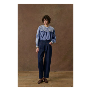 Louise Misha - Anastasy Organische Baumwollbluse | Blau