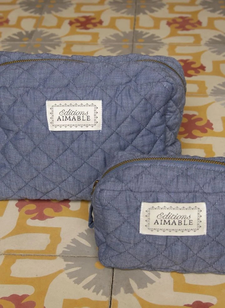 Editions Aimable - Toscana Kosmetiktasche | Blaues Chambray