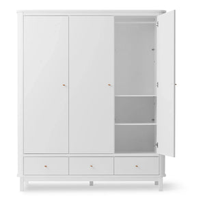Oliver Furniture - 3-türiger Birken-Kleiderschrank 204 x 168 cm | Weiß
