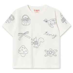 Tinycottons – T-Shirt aus Bio-Baumwolle mit Pilzmotiv | Weiß