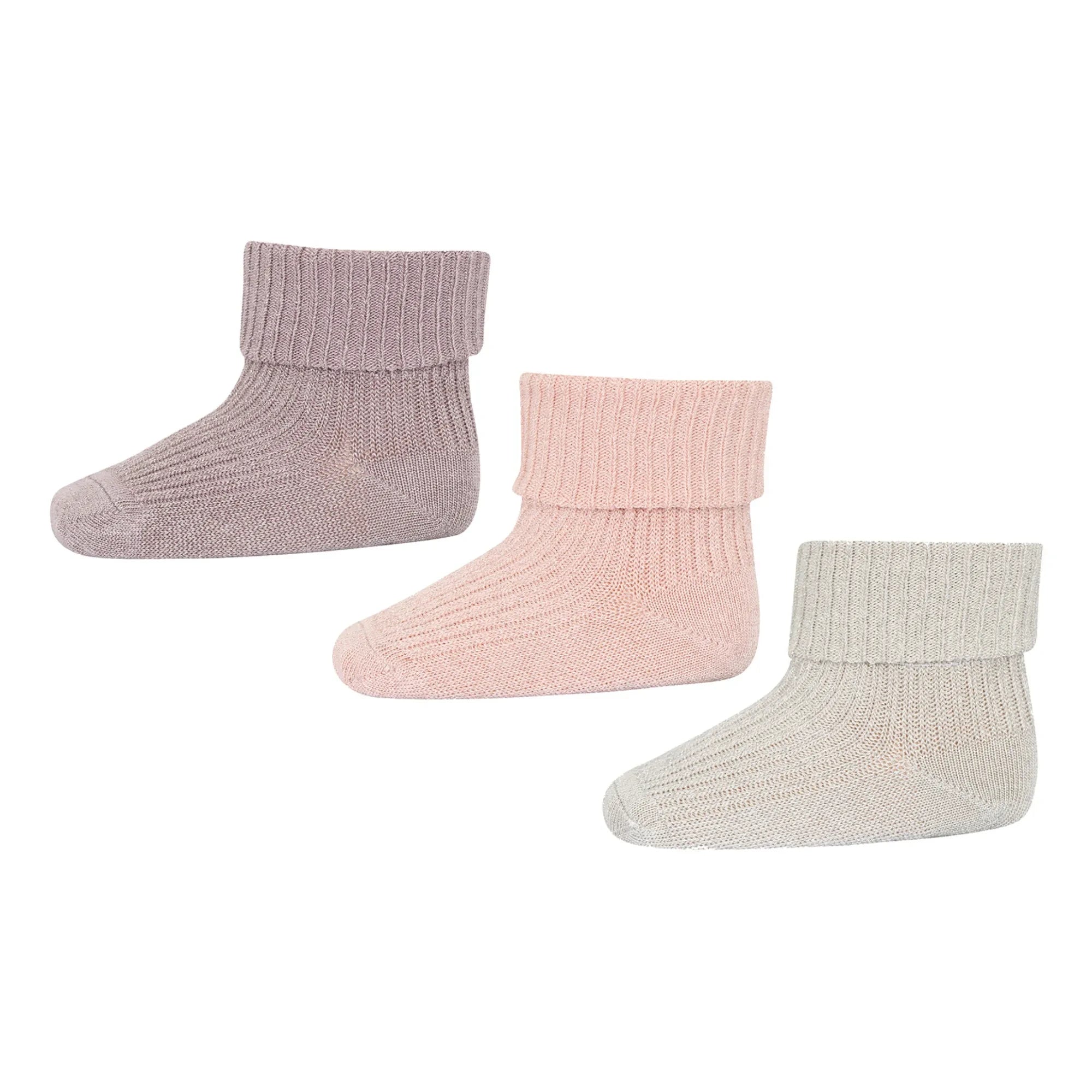 Mp Denmark - 3er-Pack Ida Pailletten Socken Set | Rosa