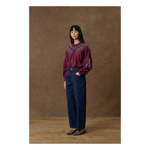 Louise Misha - Pal Organische Baumwollbluse | Bordeaux