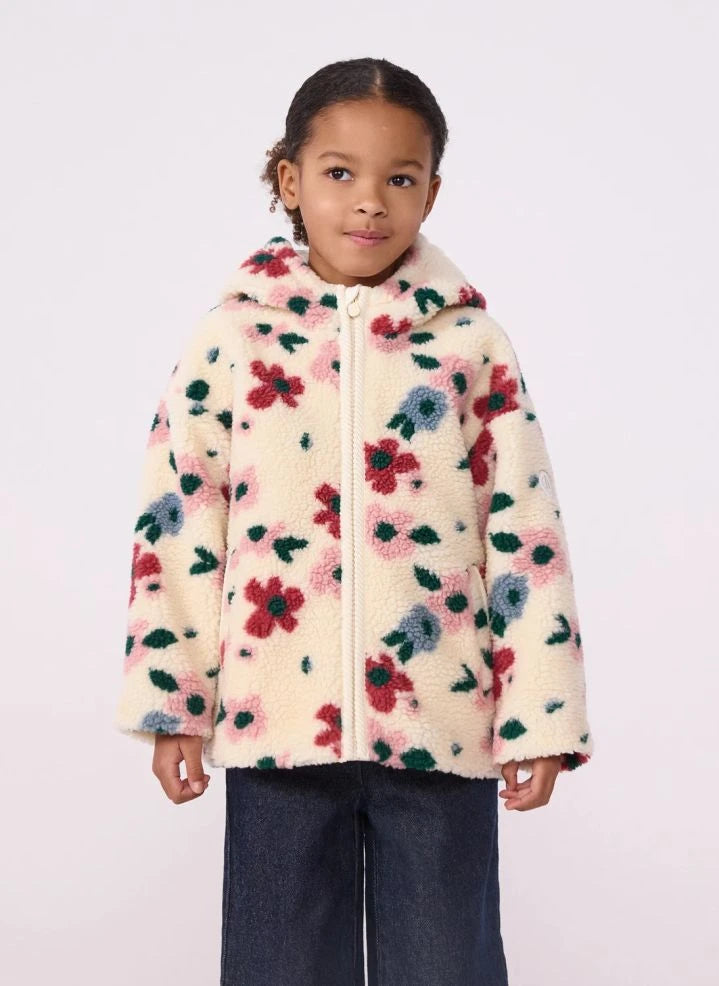 Petit Bateau - Sherpa-Jacke mit Blumenmuster | Ecru
