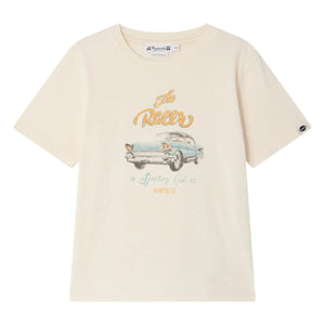 Bonpoint - Thibald Auto T-Shirt Bio-Baumwolle | Elfenbein