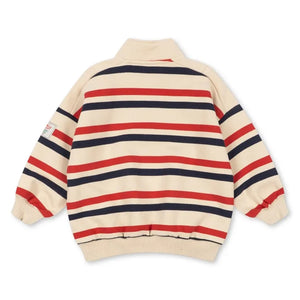 Konges Sløjd - Loupy Gestreiftes Bio-Baumwoll-Sweatshirt mit Reißverschluss | Ecru