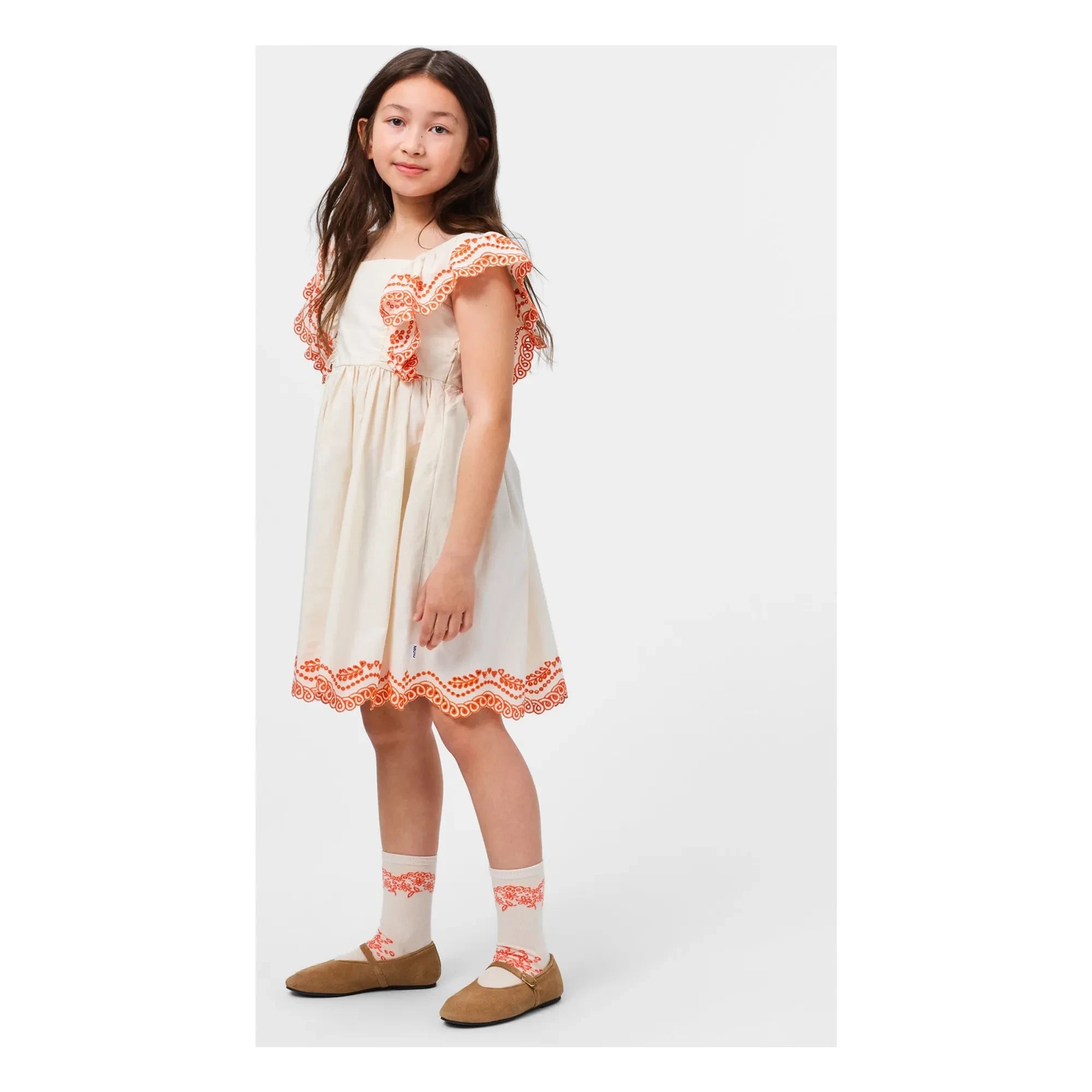 Molo - Clementine Bio-Baumwollkleid mit Rüschen | Gebrochenes Weiß