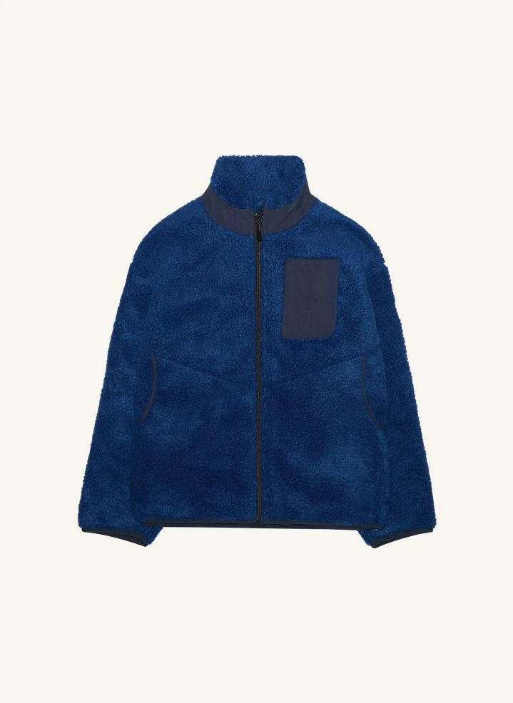 Finger in the nose - Paulo Sherpa-Jacke mit zwei Materialien | Royalblau