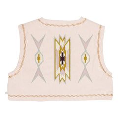 Jenest - Lily Bestickte ärmellose Strickjacke Bio-Baumwolle | Lychee Rosa